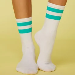 MONROW Stripe Socks BONE/PEACOCKGREEN Fashion